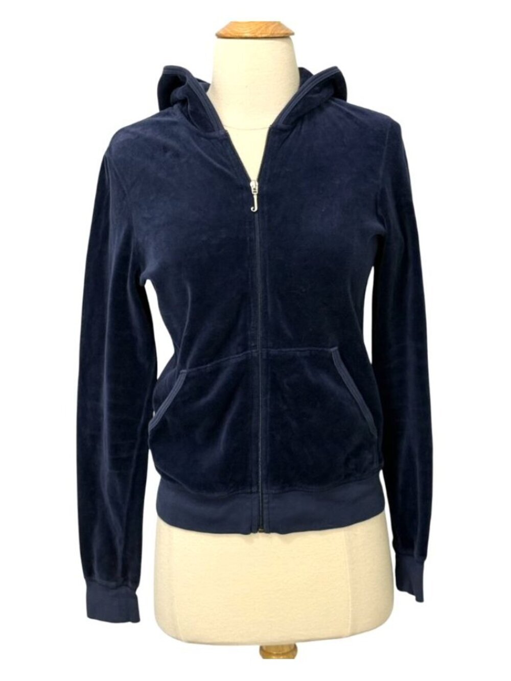 Juicy Couture Womens Vintage Zip Hoodie Track Jacket Blue Velour Y2K USA Size L